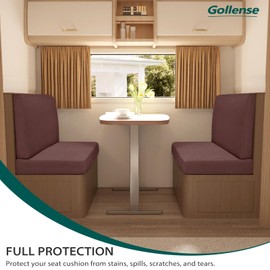 Gollense RV Dinette Cushion Covers, Stretch Camper Dinette Cushion Covers, Sectional Replacement RV Seat Covers for Travel Trailer Couch - Includes 2 Backrest Cover & 2 Bench Cover (T-Coffee)