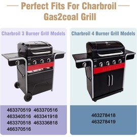 Criditpid Barbecue Replacement Parts for Charbroil Gas2Coal 463340516, 463370516, 463370519, 463278419, 463336818 Grill, Stainless Steel BBQ Burners, Heat Plate Shields & Crossover Tubes Kit.