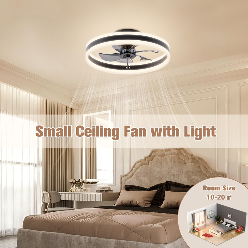 VOLISUN Fandelier Ceiling Fans with Lights and Remote, 15.7in Low