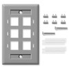 NavePoint Keystone Jack Wall Plate 6-Port, Low Profile, Single Gang,