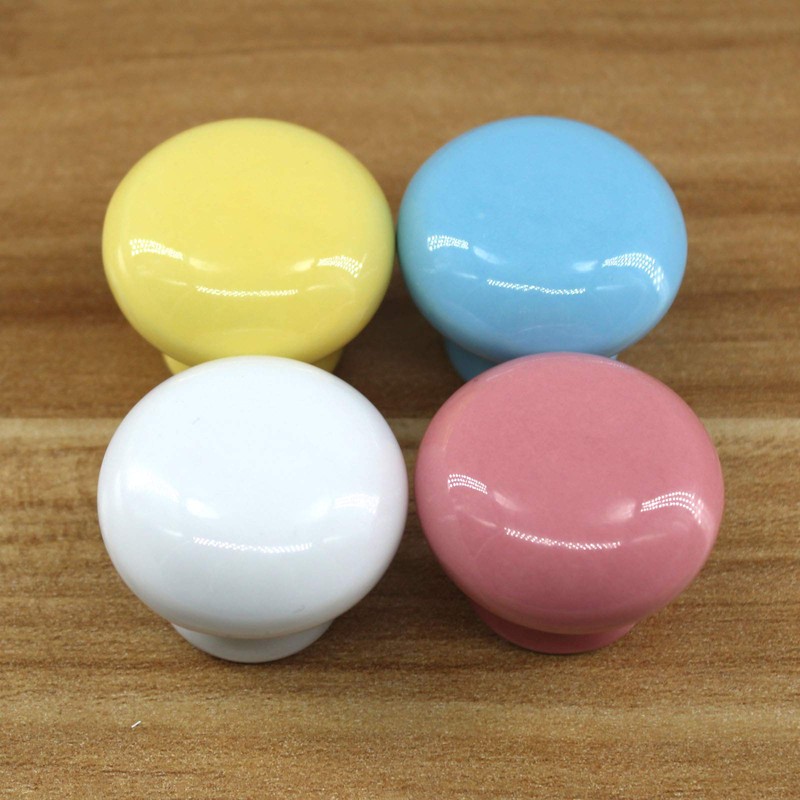 Zerniple Pink Round Ceramic Handle Pull Door knobs Cabinet Handles