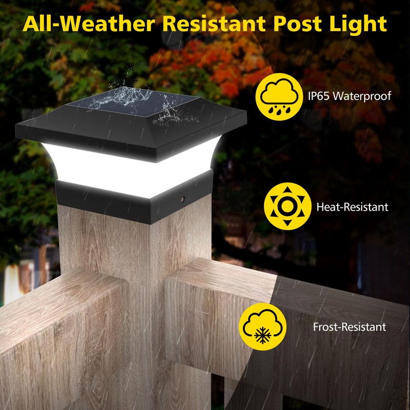 T-SUN Solar Post Lights, Waterproof Outdoor Solar Post Cap Lights