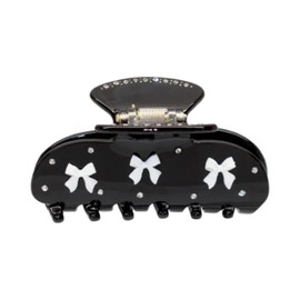 The RPZL Premium Acetate Big Hair Accessory | Oversized Claw Clip for Thick and Thin Hair | Stylish Hair Jaw Clip for Women and Girls (Black Bows)