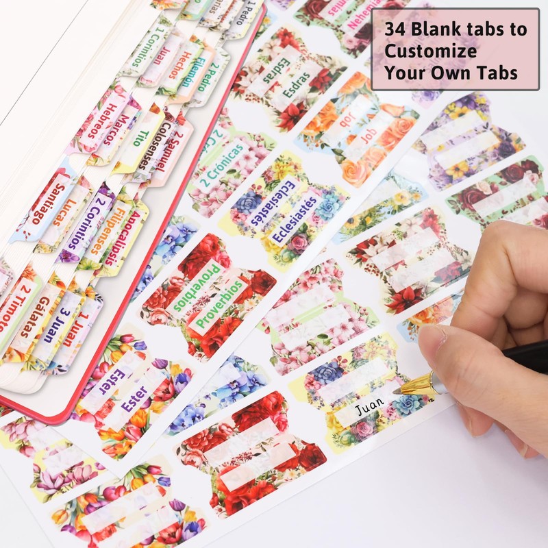Ceiba Tree 100Pcs Spanish Bible Tabs Floral Design Laminated New