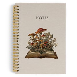 YLZlhb Vintage Mushroom Spiral Notebook Journal, Retro Cottagecore Botanical Notebooks for Note Taking, Mushroom Gifts for Women, Hardcover Spiral Journal 5.5x8.3 Inches