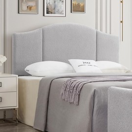 24KF Middle Century Upholstered Foldable Headboard Queen Headboard,Modern Boucle Teddy Fabric Headboard Queen/Full headboard 6033-Q-Gray