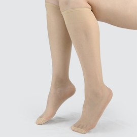 KOOOGEAR 3 Pairs Women Ladies Knee High Pop Socks Soft Nude Sheer Pop Socks