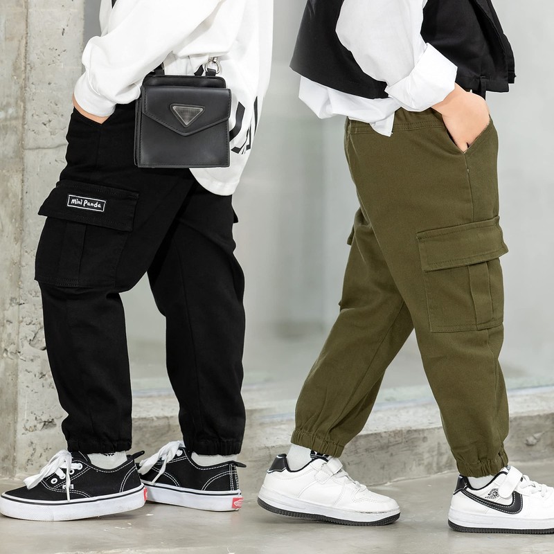 MINI PANDA Toddler Boy Pants, Little Boys 2-Pack Pull On