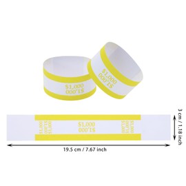 ONLYKXY 50pcs Self Sealing Cash Currency Straps Money Paper Bands Bill Wrappers Tape for Bank Supermarket Currency Organize Cash Dollar Wraps Organizer ($1000)