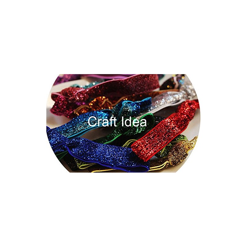 YYCRAFT 5 Yards Glitter 5/8" Elastic Ribbon for Hair Ties