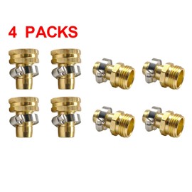 SaferCCTV Garden Hose Connector with Clamps, Brass Repair Kit Male/Female Hose Fittings Set, for 3/4" and 5/8" Garden Hose Fittings, 4Set