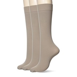 Atsugi FS6611 FS6611 Women's High Socks, Tightening, Below Knee Length Nylon Socks, Wide Gusset, Plain, 3 Pairs, lotus grey