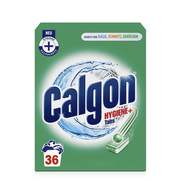 Calgon Hygiene+ Tabs - Protection Against Limescale and Dirt - Water Softener with Hygiene Protection for the Washing Machine - 1 x 36 Tablets