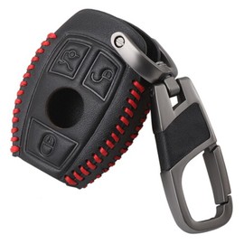 XUKEY Car Key Case for Mercedes Car Key Case with Zinc Alloy Pendant Key Cover PU Leather Black Protective Case for W204 W447 Bowl Protection Accessories