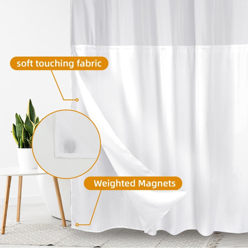 eachope 1 Pack Extra Long Fabric Snap-in Shower Curtain Liner