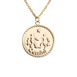 LuckyLy Collar Oro 18k de Horóscopo con Dije de Signo Zodiacal Géminis, Cadena de Acero Inoxidable con Baño de Oro 18k – Joyería Zodiaco, Regalos para Mujer Cumpleaños y Regalos para Novia, Modelo Astra