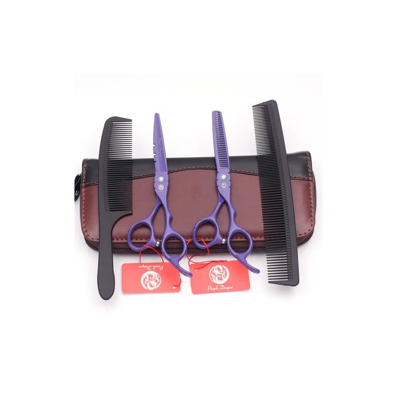 Kit Tijeras Profesionales Estilista Barbero Peluquero Purple Dragon 5.5 pulgadas