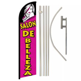 Unbranded Salon de Belleza Full Curve Windless Swooper Flag & Pole Kit Beauty Salon