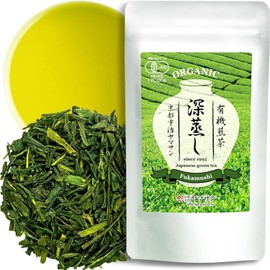 YAMASAN KYOTO UJI Japanese Fukamushi Green Tea, Deeply Steamed, Organic Loose Tea, Mild, Sweet and Full-bodied Flavour, Hot and Cold Brew, Made in Japan, 80g