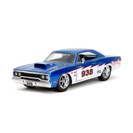 Big Time Muscle 1:24 1970 Plymouth Roadrunner Die-Cast Car, Toys for Kids and Adults(Candy Blue/White)