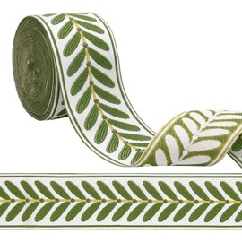 yuuzue 10.9 Yards Jacquard Ribbon Fabric Trim 2.4 Inch Leaf Pattern Jacquard Woven Embroidery Trim Decorative Ribbon for DIY Sewing Crafts Handmade Bag Belt Clothing Decoration Curtain Trim Home Decor