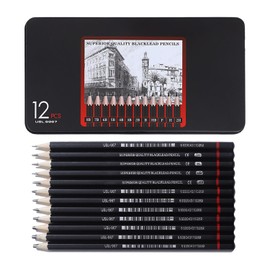 NyxSeat Set of 12, Drawing Pencils Set, Pencils Various Hardness Grades Set 2H H F HB B 2B 3B 4B 5B 6B 7B 8B, Sketching Pencil Set for Children, Adults, Artists, Beginners (Black)