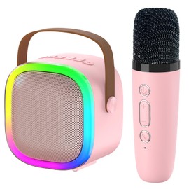 Karaoke Machine for Kids Adults, Portable Bluetooth Speaker with Wireless Microphone and LED Lights, Kids Toys Birthday Gifts for Girls and Boys Ages 4, 5, 6, 7, 8,9,10,11,12+ Years, Home Party