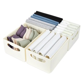 Temary Drawer Organizers Adjustable Drawer Dividers 3Pack Large Dresser Drawer Organizer Bins for Clothes, Expandable Drawers Separators Storage Bins for Clothing, Underwear, Socks