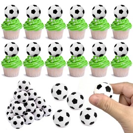 DRWATE - 28 piezas de decoración para tartas de fútbol, mini balón de fútbol, decoraciones para tartas para fiestas de fútbol, cumpleaños, fiestas de fútbol, deportes (estilo 01)