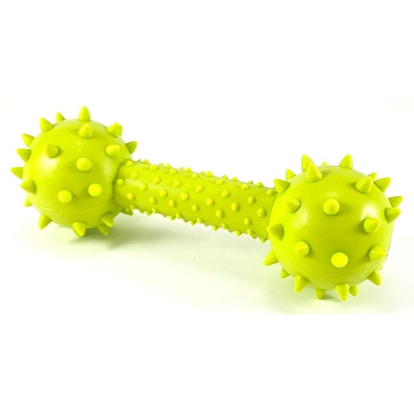 Dog Chew Toy Dumbbell, Durable Rubber, Lime Green, Blue, Pink,