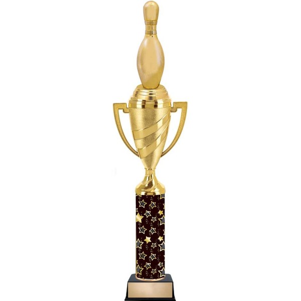 Crown Awards Personalized Black Starlite Bowling Trophy, 14.8" Bowling Pin