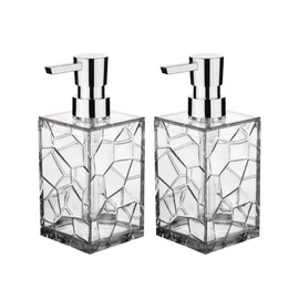 UgyDuky 2 Pack Clear Soap Dispenser Acrylic Hand Soap Dispenser Refillable Lotion Dispenser Plastic Liquid Pump Bottles for Bathroom & Kitchen Decor