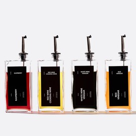 MUVEKA Olive Oil Dispenser Bottle for Kitchen, 16.9 oz/ 500 ml Cooking Oil Dispenser, Oil and Vinegar Dispenser Bottle Set, Glass Oil Container with 4 Pourer spouts, Coffee Syrup Dispenser