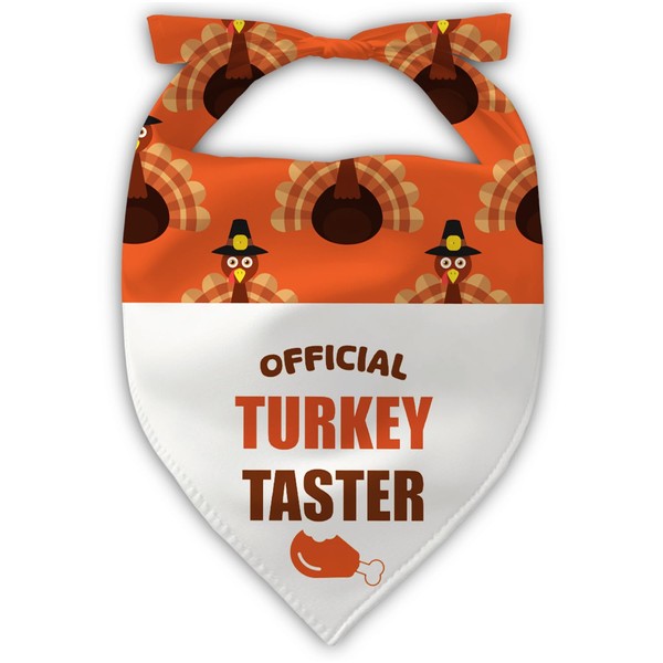 1 PCS Thanksgiving Dog Bandanas, Beige Turkey Taster Reversible Dog