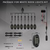 8 Pods White LED Rock Lights for with Switch Extension