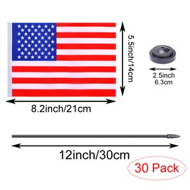 ZXvZYT American Military Flag Banner USA Army Armed Desk Flag Set Small Mini US Military Office Table Stick Flags with 12" Solid Pole Black Stand Base July 4th Veteran Party Memorial Day Decorations (30 Pack)