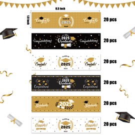 COcnny 120pcs Graduation Water Bottle Labels, Graduation Decorations Sticker Class of 2024 Congrats Grad Party Supplies, Bottle Wrappers Label Decor for High School College Graduate Celebration (Gold)