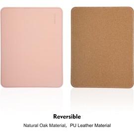 Alfombrilla de ratón de piel, alfombrilla de ratón de madera, doble cara, bordes cosidos, almohadillas impermeables para ordenador portátil, oficina y hogar, 1 paquete, 20,32 cm, EAGZFFI (rosa)