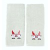 Christmas Gnomes Hand Towel Set: Light Grey Velour Bathroom Towels with Red White Embroidery Jolly Nordic Gnome Friends