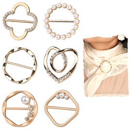 6Pcs Scarf Ring, Scarf Rings Premium Shirt Tie Clips for Women Clothing Accessories, Clothing Ring Wrap Holder Fashion Round Metal Corner Knotted Button for Lady Girls Women (Gold)
