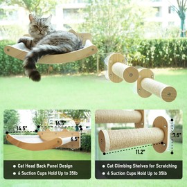 LOVMIOAW Cat Window Perch, Cozy Cat Window Hammock for Indoor Cats with 2 Pack of Sisal Window Shelf - for Sunbathing, Napping & Overlooking