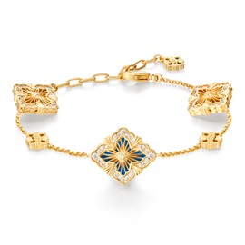 Cicy Bell 18k Gold Plated Clover Bracelet for Women Lucky Four Leaf Bracelets Trendy Birthday Jewelry Gifts