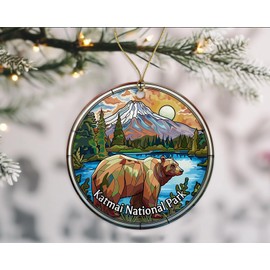 GordonDesign Katmai National Park Ornament, Stained Glass Look Ornament, National Parks Christmas Ornament, Keepsake Ornament, Travel Souvenirs, Christmas Ornament Ceramic Gift Printed on Both Sides