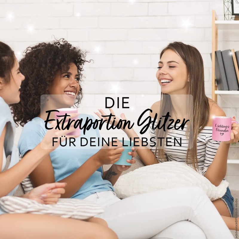 glitzertassen.de® Favourite Friend Mug with Glitter Gift Idea (Rose Purple)
