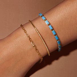 KissYan Tennis Bracelet for Women, 14K Gold Plated Cubic Zirconia Adjustable Slider Bracelets Trendy Jewelry Gift, 10 inch, Gold Plated Copper, Cubic Zirconia