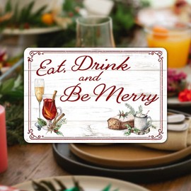 Eat Drink & Be Merry Sign Farmhouse Christmas Décor Decorations Wall Art Winter Décor Home 8x12 208120097014