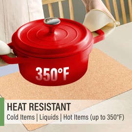 RIMONA'S Heat Resistant Cork Placemats Set of 4 - Natural Fine Cork, Waterproof, Heat Proof Table Protector, Non-Slip, Ideal for Gifting, Mother-in-Law Gift, All-Natural Hard Placemats