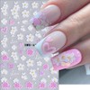 Relief Nagelsticker Blumen Rosa Weiß Gänseblümchen Blume Nagelaufkleber Sommer Frühling