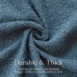 Foindtower Pack of 2 Modern Textured Boucle Throw Pillow Covers Accent Solid Decorative Pillow Cases Cozy Woven Couch Cushion Case for Chair Sofa Bedroom Living Room Home Decor, 20 x 20 Inch,Blue