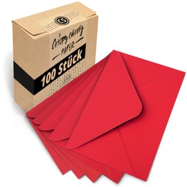 Japun Japun – Briefumschläge (100 Stück) aus Papier, Kuvert, Umschlag ohne Fenster - DIN C5-220 x 156 mm - rot